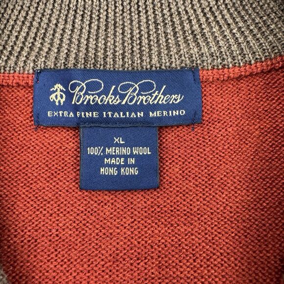 Brooks Brothers Merino Wool 1/4 Zip Sweater Men’s XL Burnt Orange Rust Pullover - Picture 5 of 10